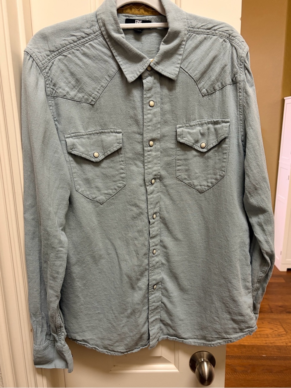 Frye Pearl Snap Western Shirt Sage Green Cotton Men’s Medium Ranch Style
